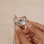DELUXE SUNRISE DIAMOND SQUARE 'PILLOW' LOCKET NECKLACE IN 18K GOLD