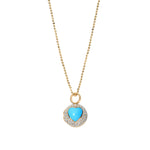 turquoise and diamond peekaboo ball locket necklace in 18k gold