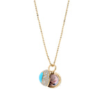 turquoise and diamond peekaboo ball locket necklace in 18k gold