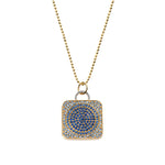 blue sapphire pavé square locket necklace in 18k gold
