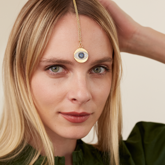 devon woodhill evil eye locket in 18k yellow gold