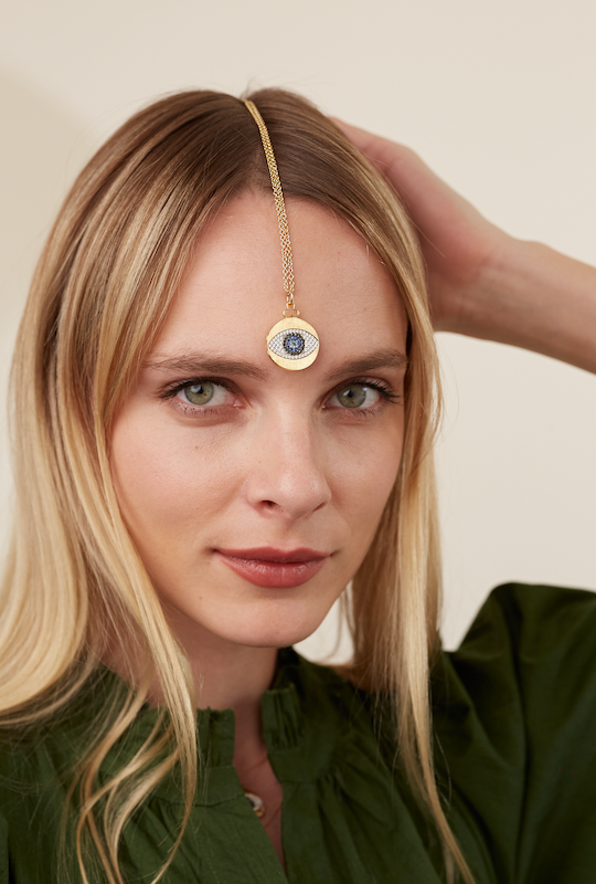 devon woodhill evil eye locket in 18k yellow gold