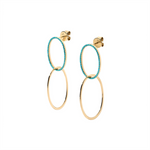 Oh! Supreme double hoop earrings in 18k gold and turquoise