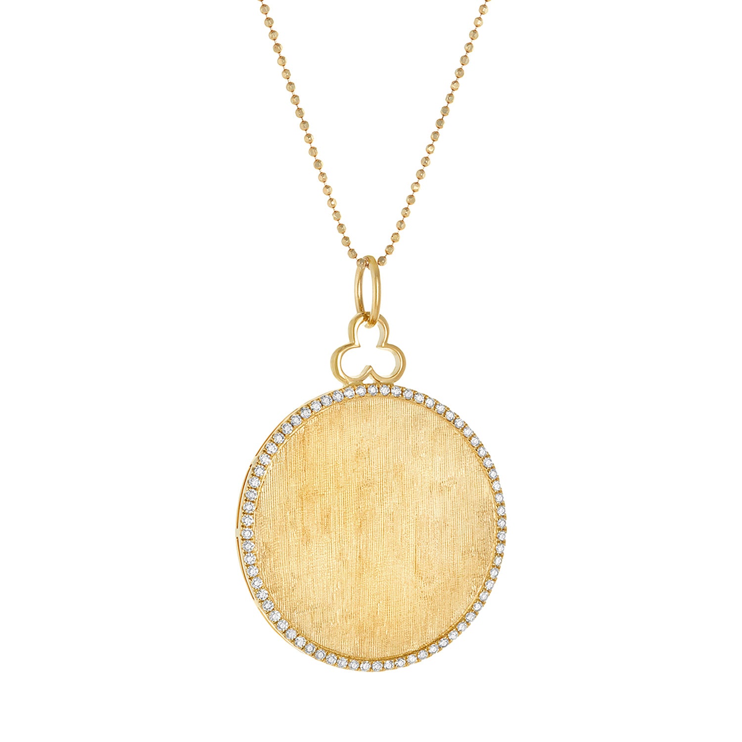 Deluxe 'Disc' Charm Pendant in 18k Yellow Gold | Diamonds
