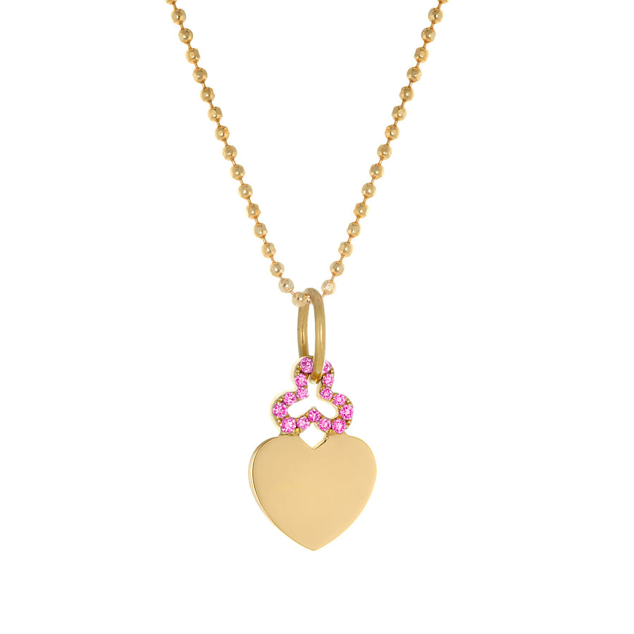 Mini Pink Sapphire 'Heart' Charm in 18k Gold | Shiny
