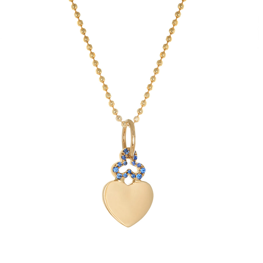 Mini Blue Sapphire 'Heart' Charm in 18k Gold | Shiny