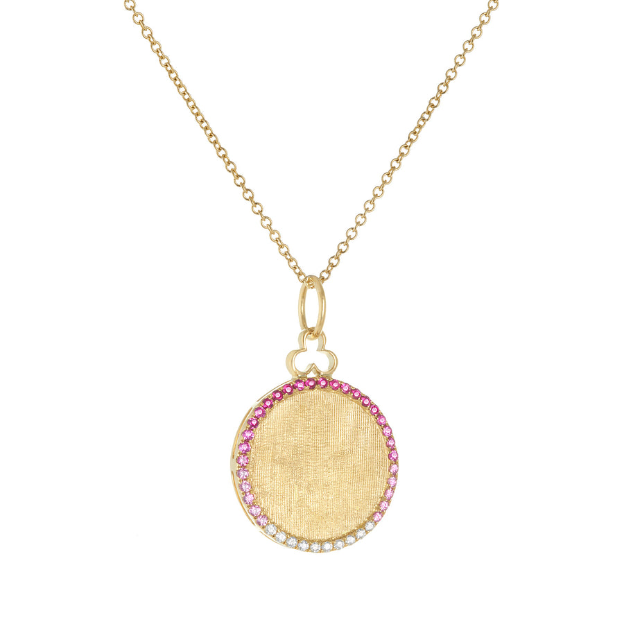 Classic Pink Ombré Sapphire 'Disc' Charm in 18k Gold