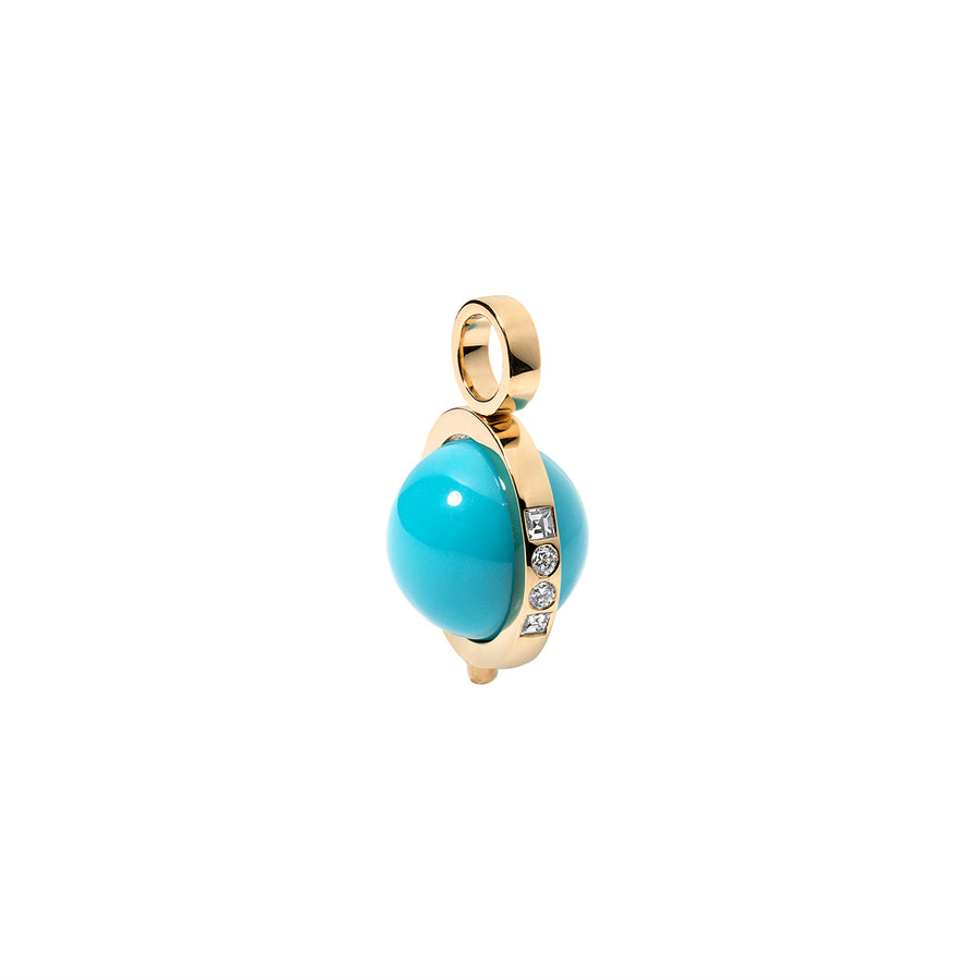 Turquoise 'Cosmic Spinner' Ball Charm in 18k Gold