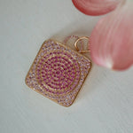 pink sapphire square locket in 18k gold