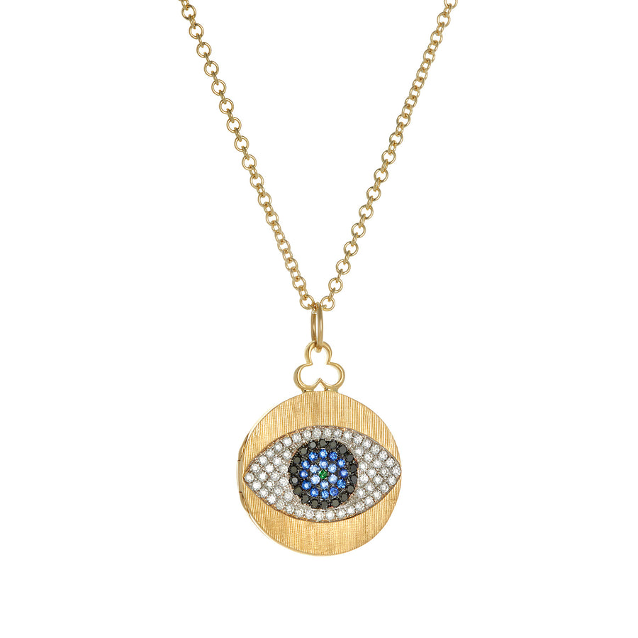 Medium 'Evil Eye' Locket Necklace in 18k Florentine Gold