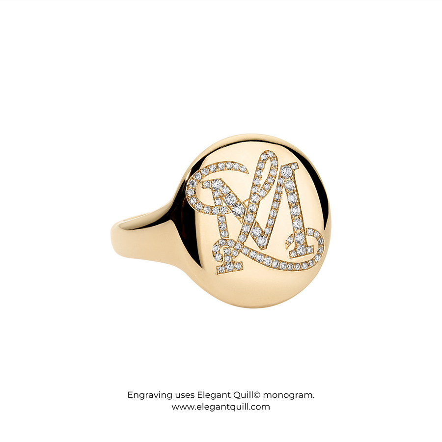 'Halo' Solid Gold Signet Ring