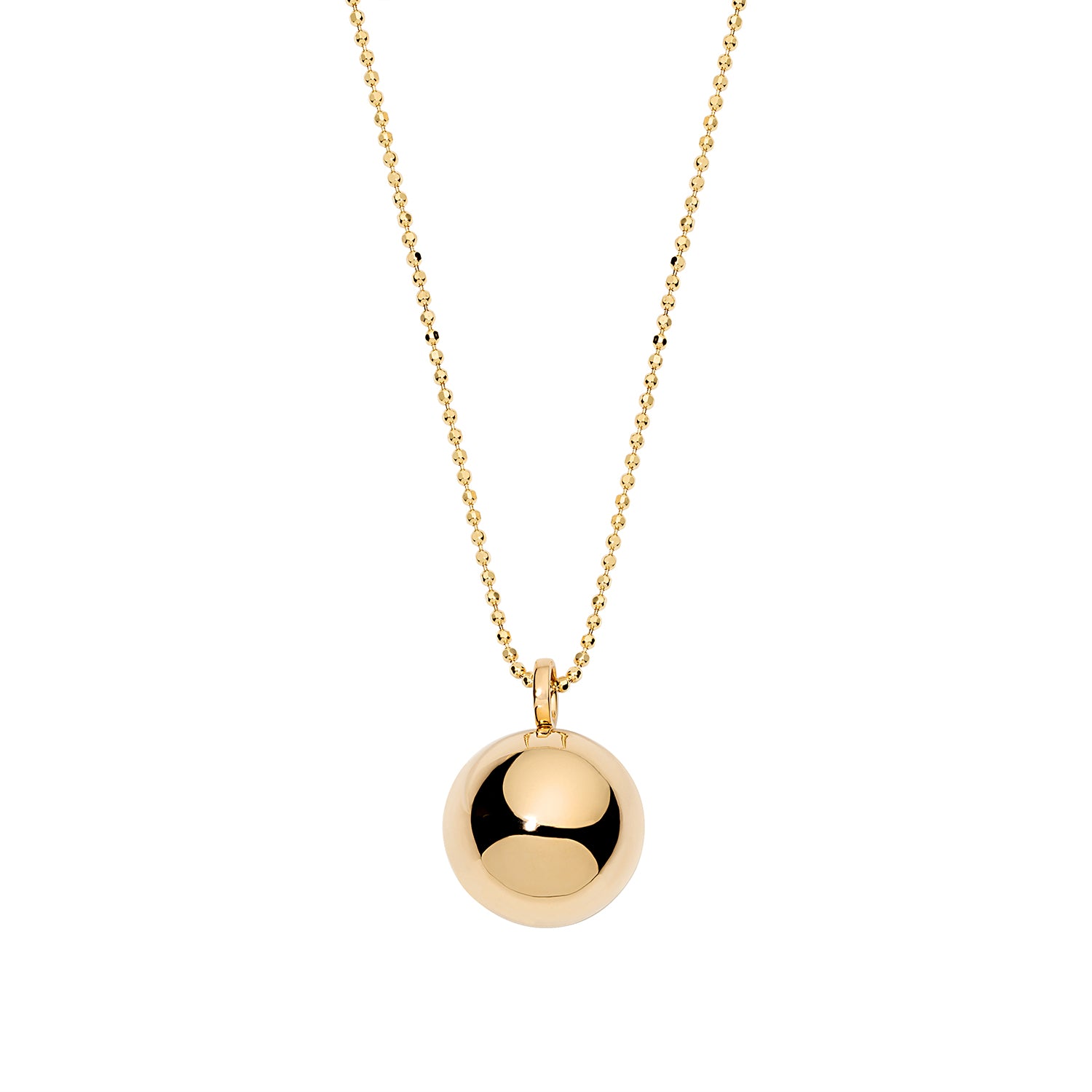 halo ball locket necklace in 18k gold