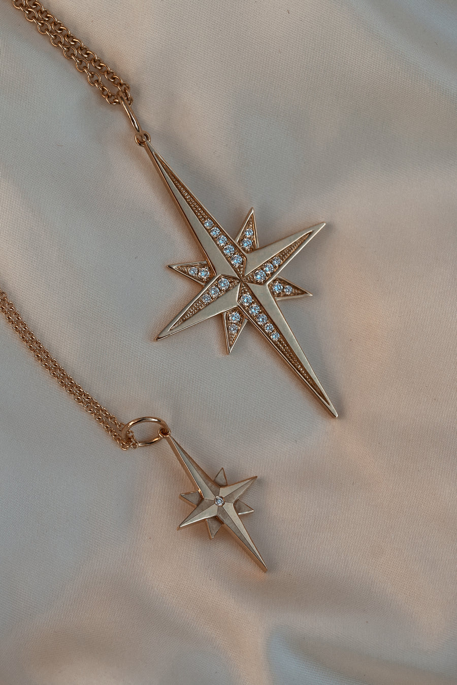 Diamond Star Pendant in 18k Rose Gold