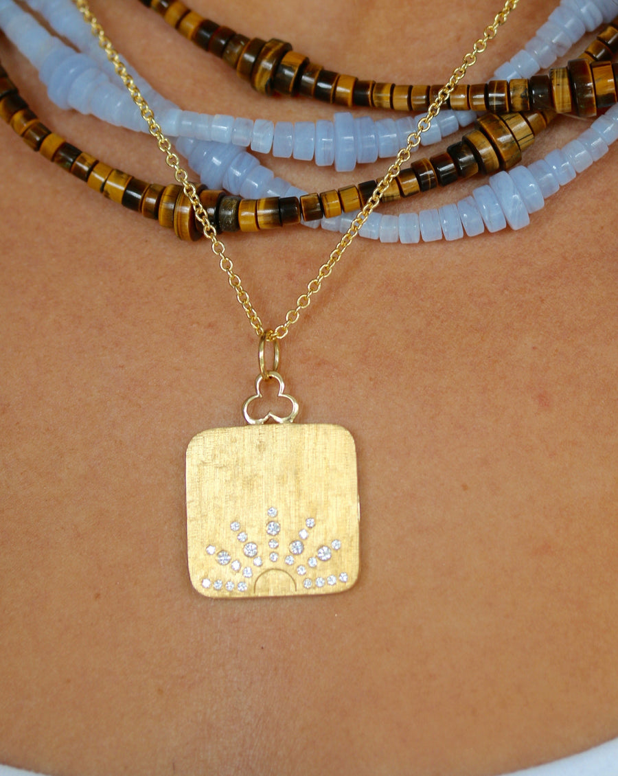 DELUXE SUNRISE DIAMOND SQUARE 'PILLOW' LOCKET NECKLACE IN 17K GOLD