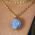 Blue Lace Agate & Pastel Blue Sapphires on 18k gold