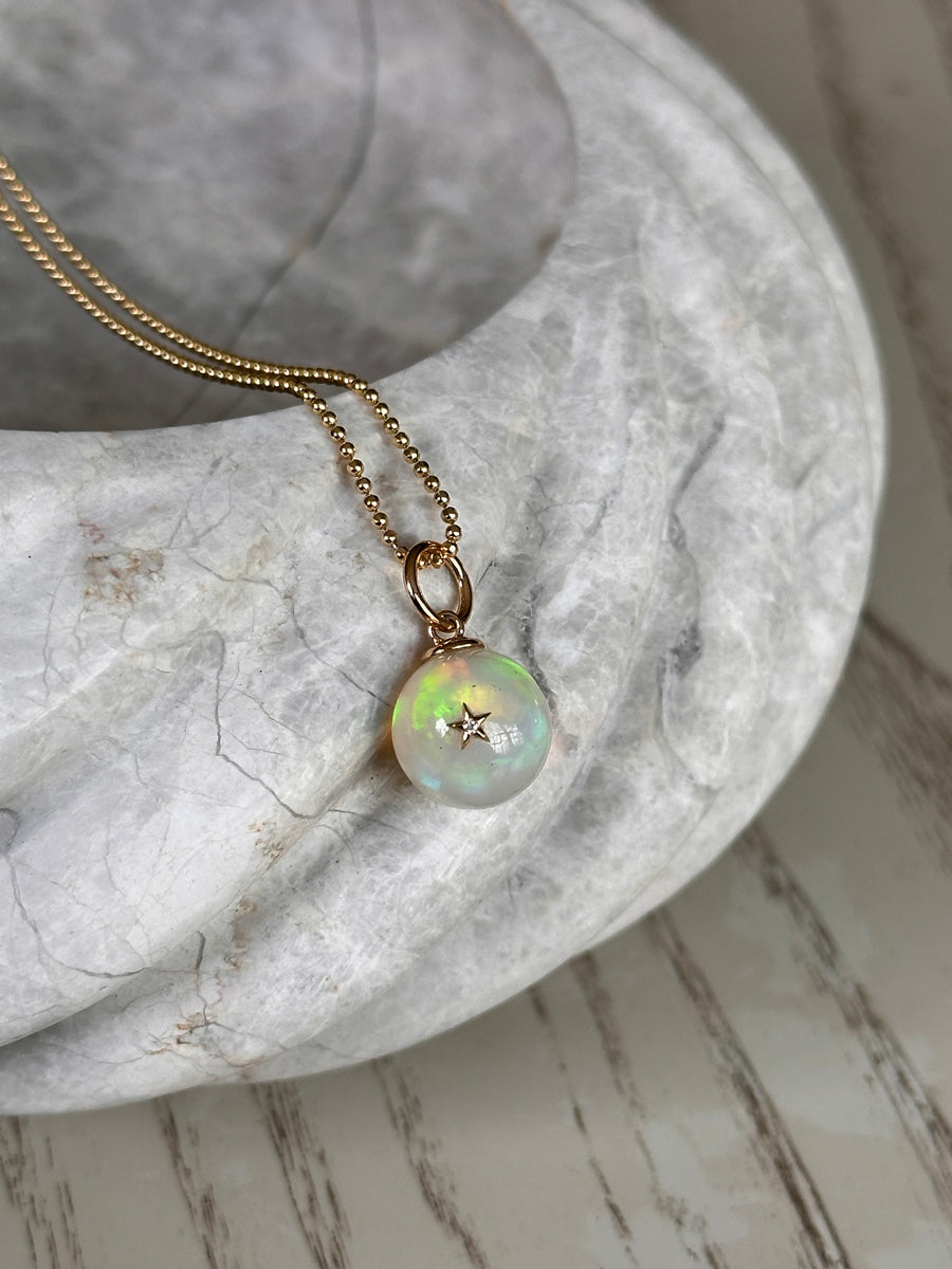 Diamond 'Morning Star' Charm | Ethiopian Opal