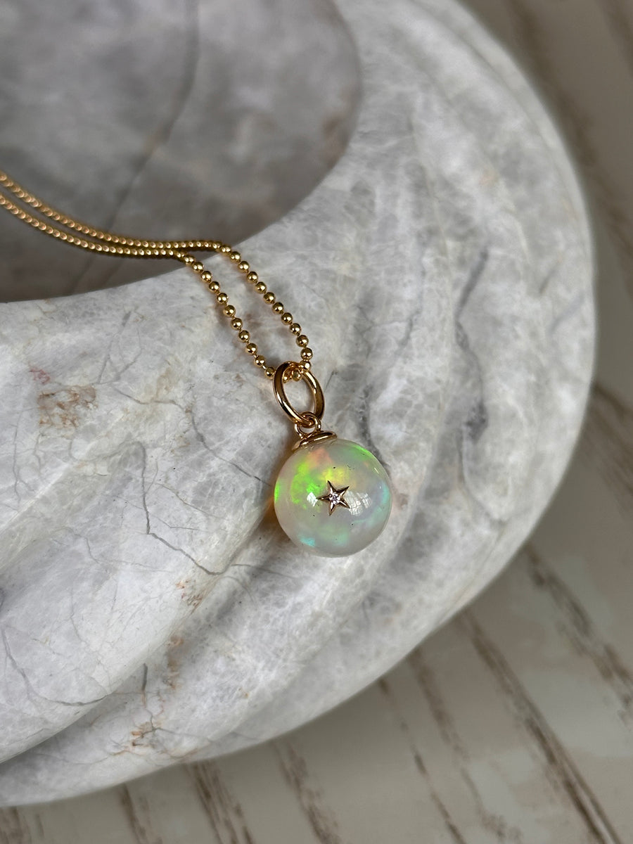 Diamond 'Morning Star' Charm | Ethiopian Opal