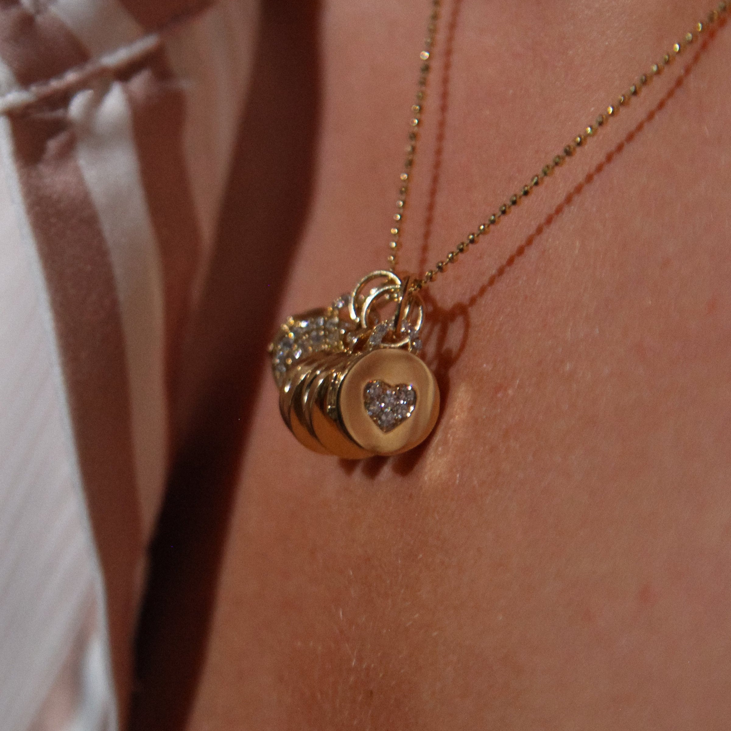 diamond pavé heart locket necklace in 18k gold