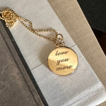 18k gold round classic locket with engraving