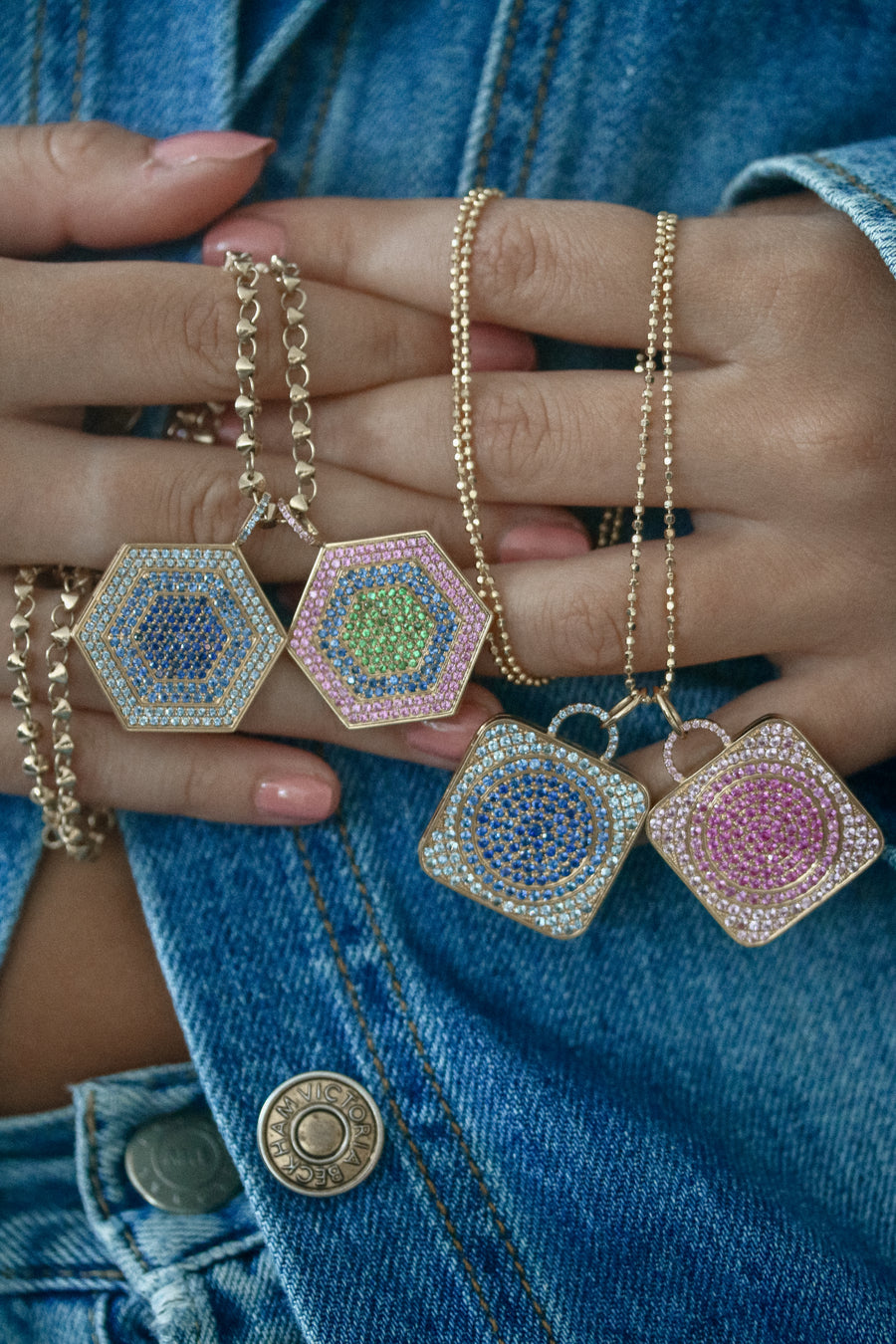 colorful sapphire locket necklaces