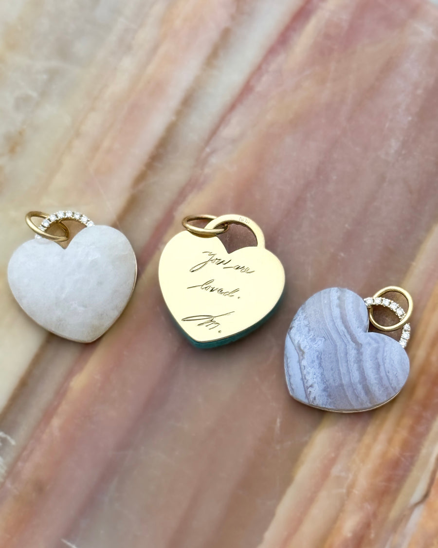 'Rock Solid' Heart Charm | Blue Lace Agate