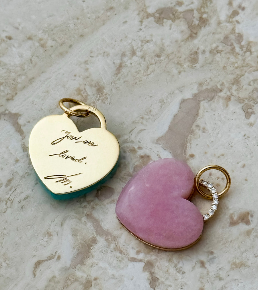 'Rock Solid' Heart Charm | Pink Opal