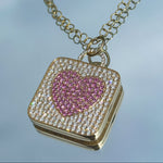 diamond and pink sapphire sweet dreams square locket necklace