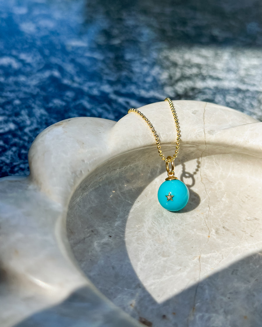 Diamond 'Morning Star' Charm | Turquoise