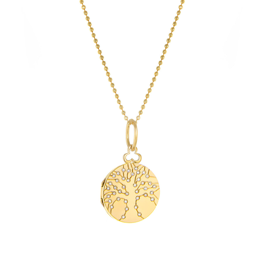 18k gold round locket pendant necklace