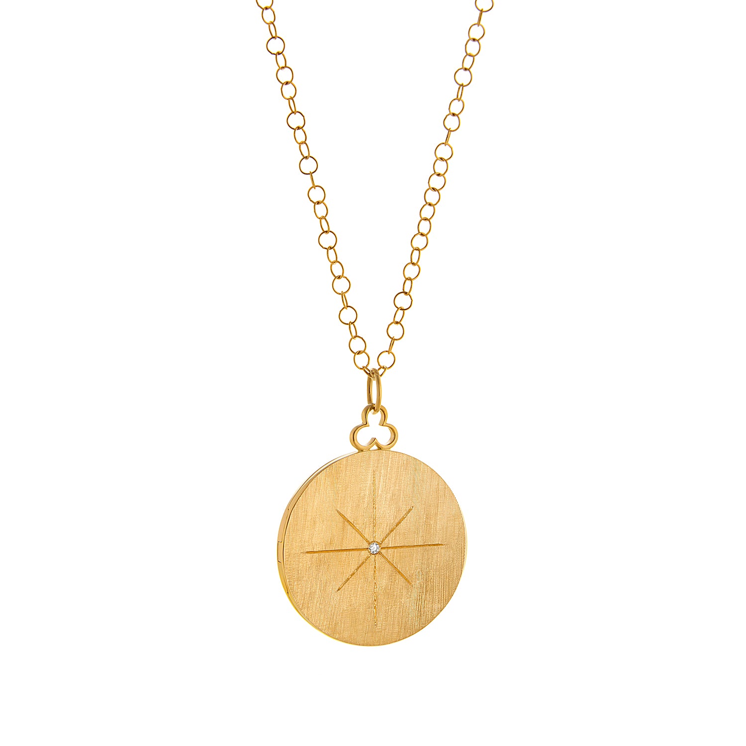 18k gold north star locket necklace in 18k gold with diamond