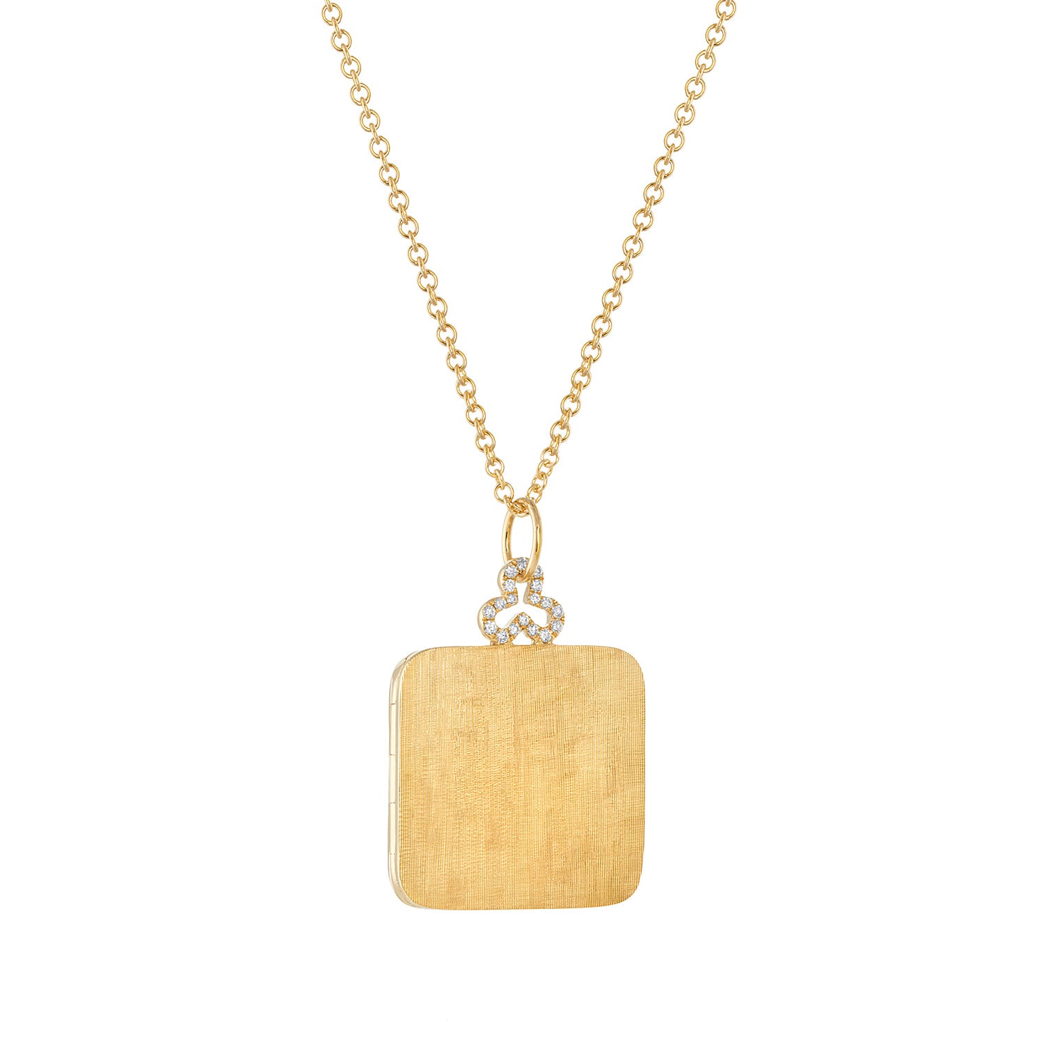 diamond florentine pillow locket necklace in 18k gold