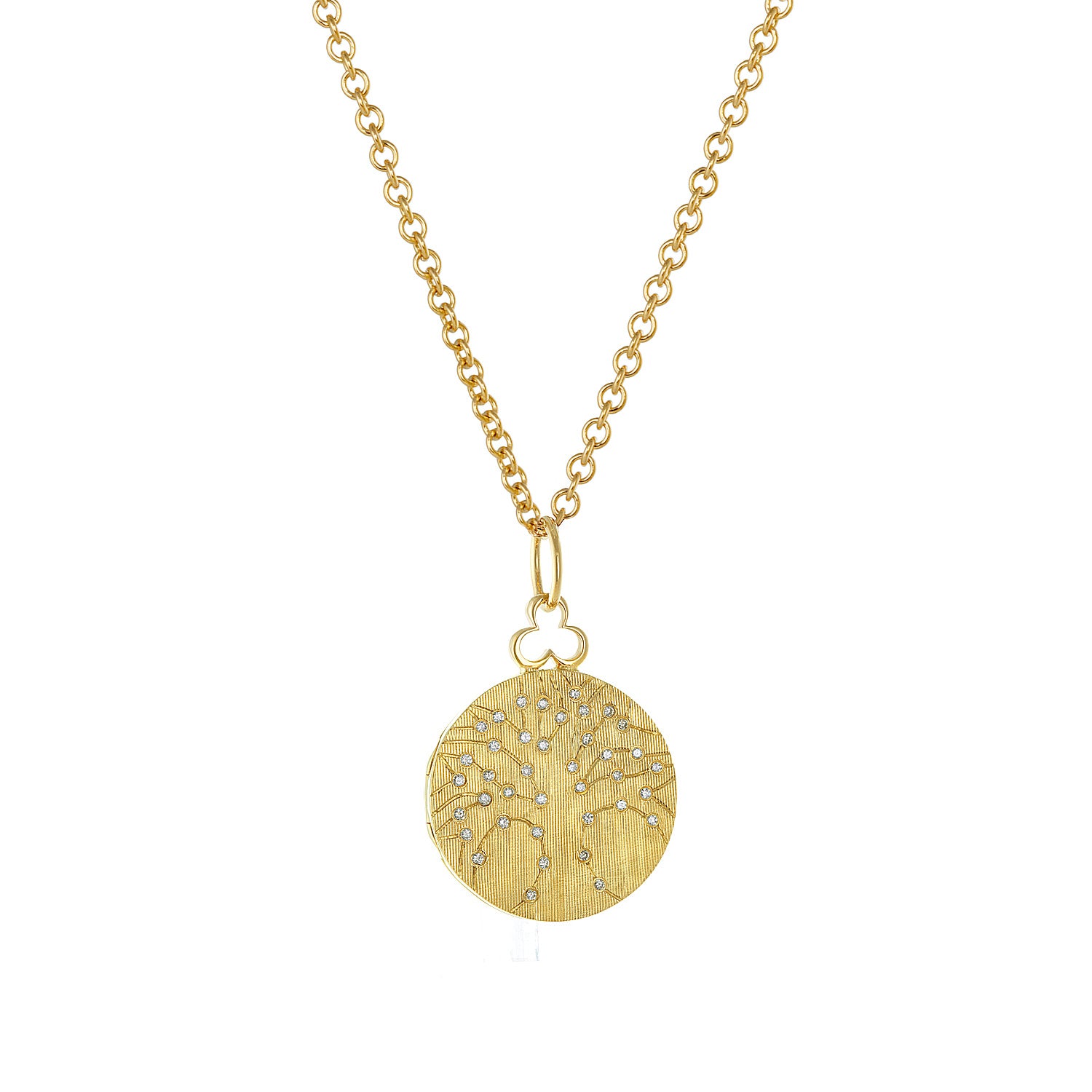 diamond tree of life locket necklace in 18k gold