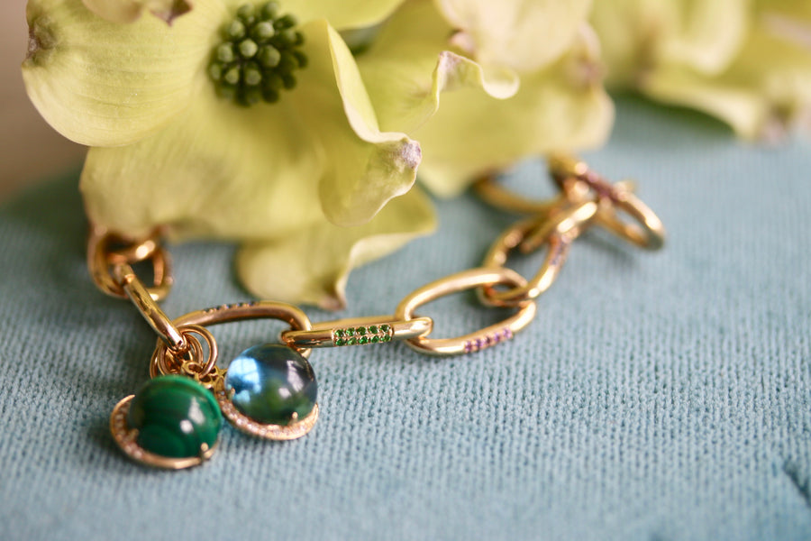 Sapphire & Garnet 'Mamma Mia' Bracelet in 18k Gold