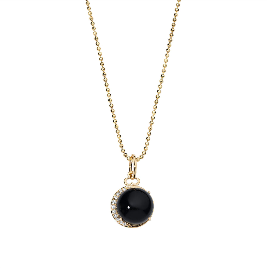 Cabochon 'Moon' Charm Pendant | Black Agate