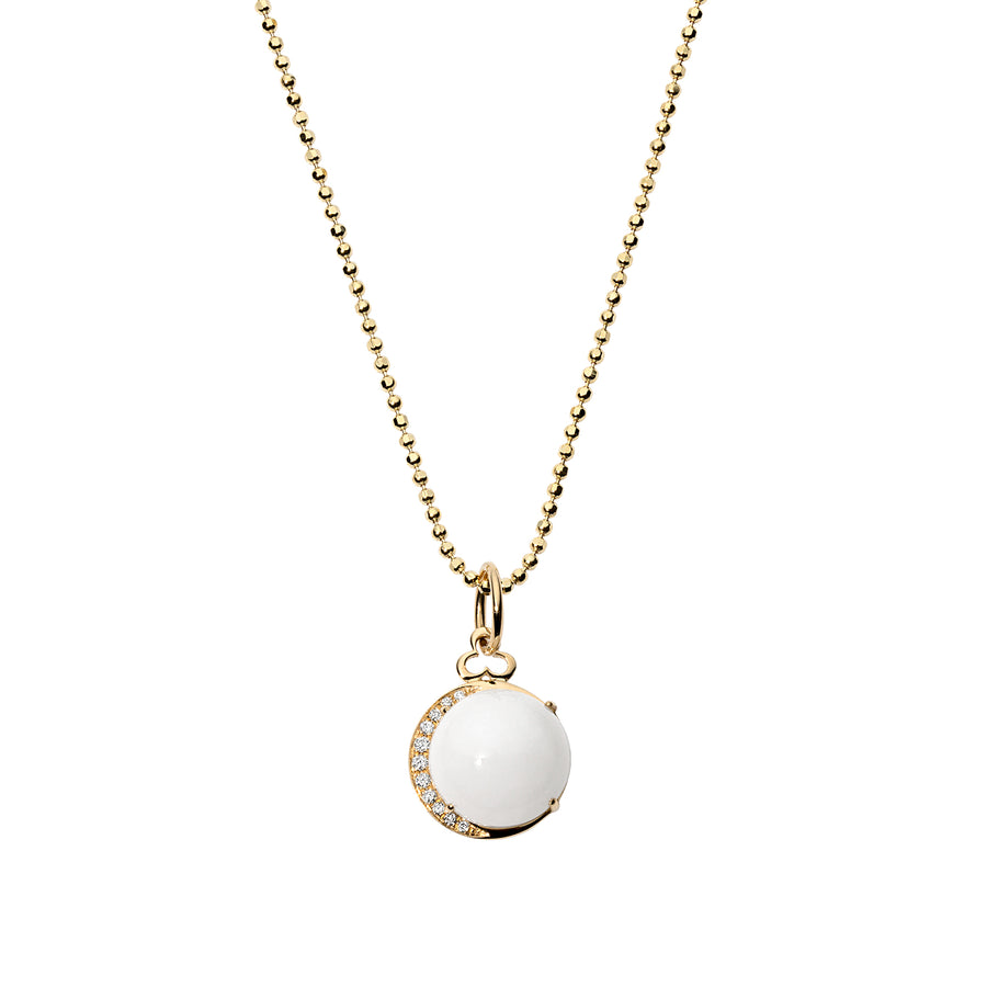 Moon Charm in 18k Gold | White Agate Cabochon