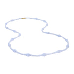 blue lace agate strand necklace with 18k gold clasp 