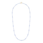 blue lace agate strand necklace with 18k gold clasp 