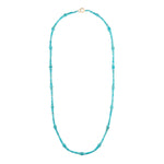 turquoise beaded strand necklace with 18k gold clasp