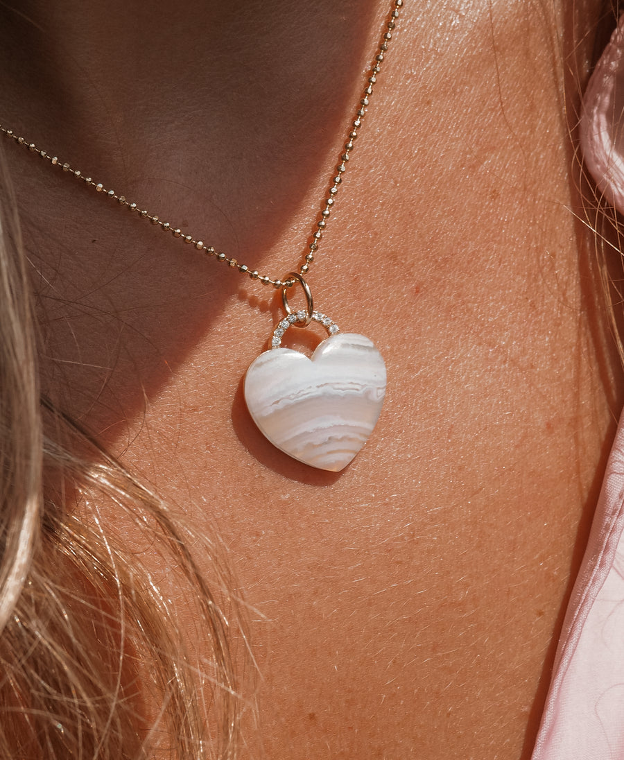 Rock Solid Heart Charm | White Agate