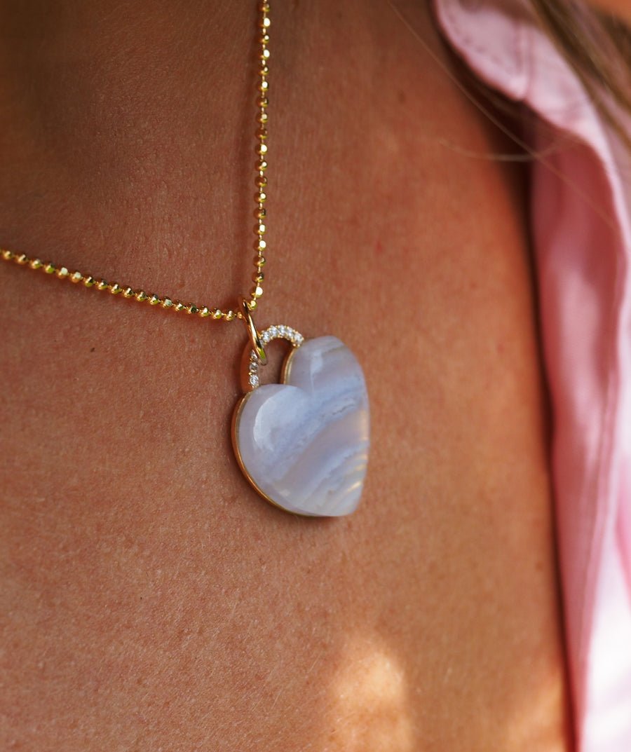 Rock Solid Heart Charm | Blue Lace Agate
