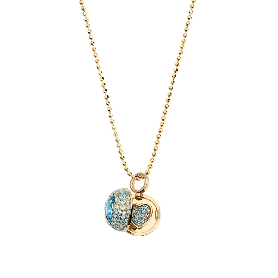 Blue Topaz 'Peekaboo' Heart Necklace in 18k Gold