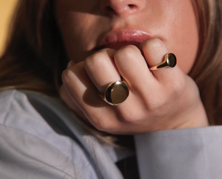 Pinky 'Halo' Solid Gold Signet Ring