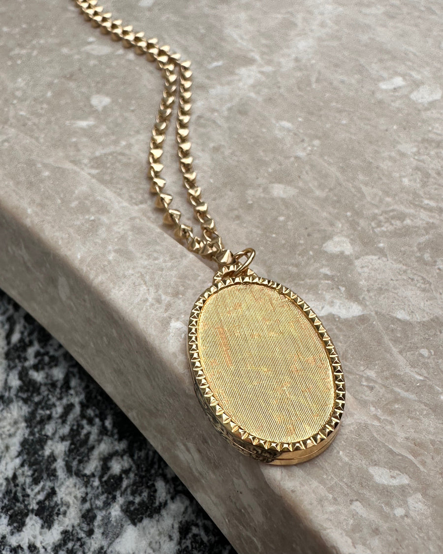 Oval Stud Locket Necklace