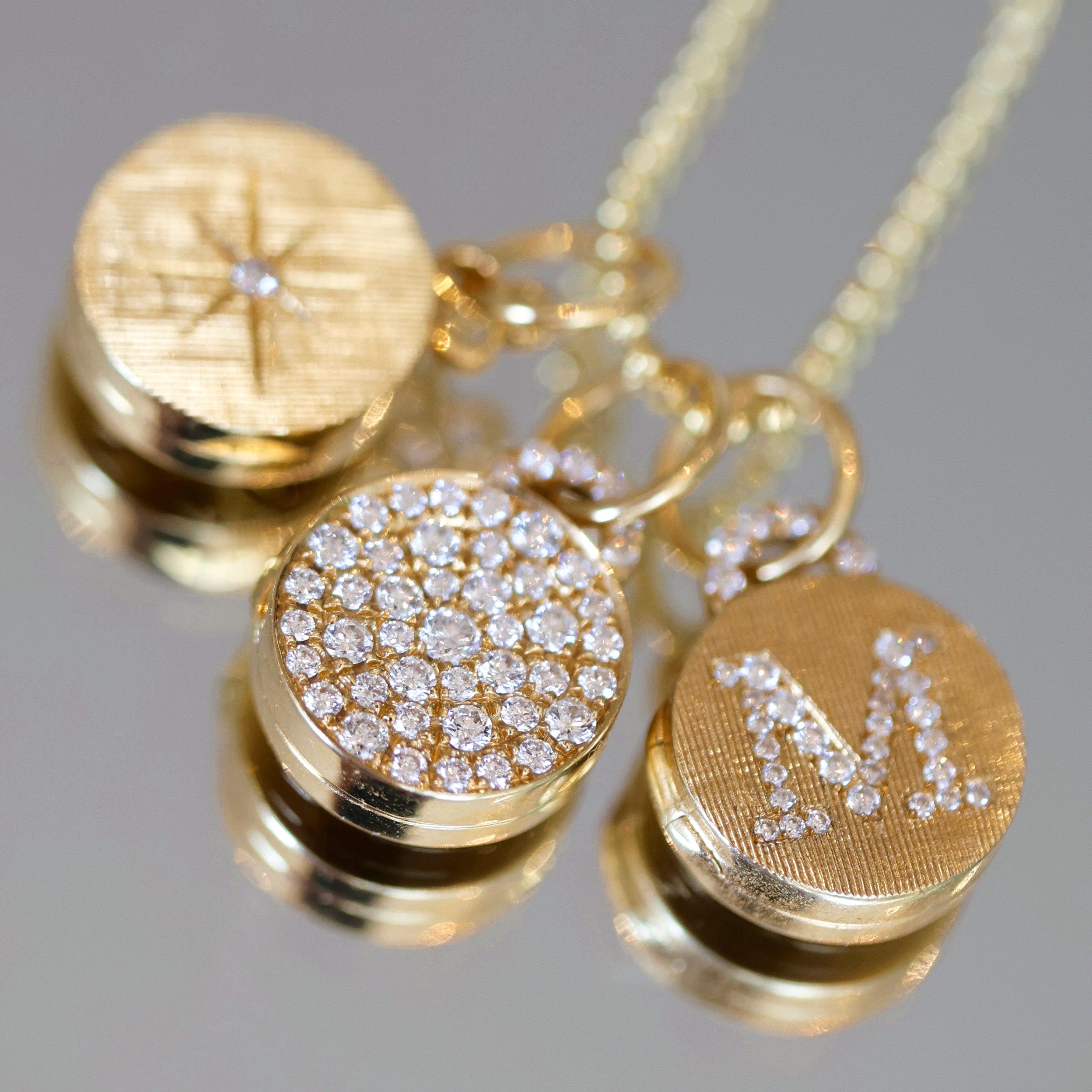 diamond pavé locket necklace in 18k gold