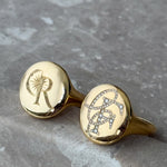 18k solid gold signet ring - with engraving