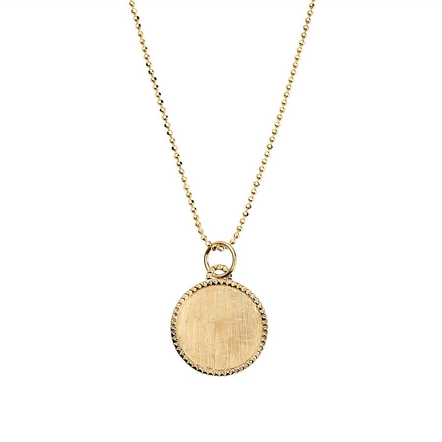 Gold stud disc charm pendant in 18k gold