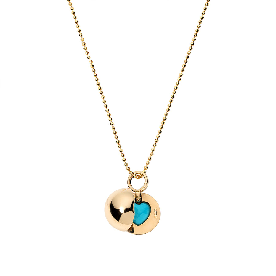 Turquoise 'Lovers Ball' Locket in 14k Gold