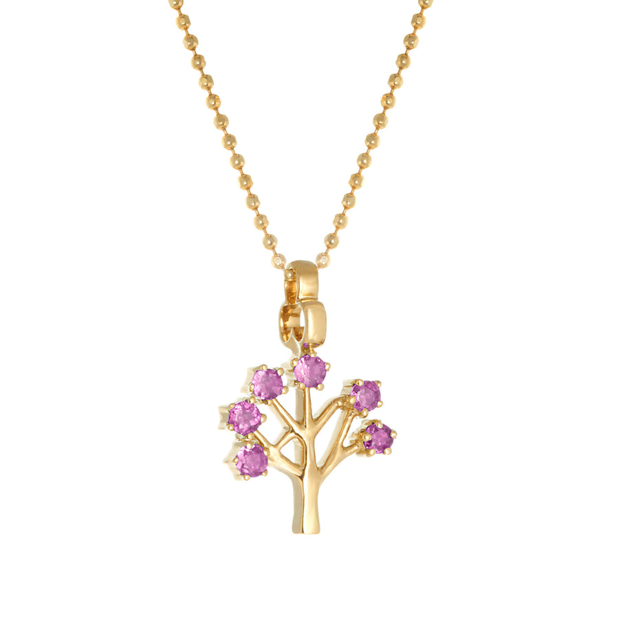 Pink Sapphire 'Tree of Life' Charm in 18k Gold