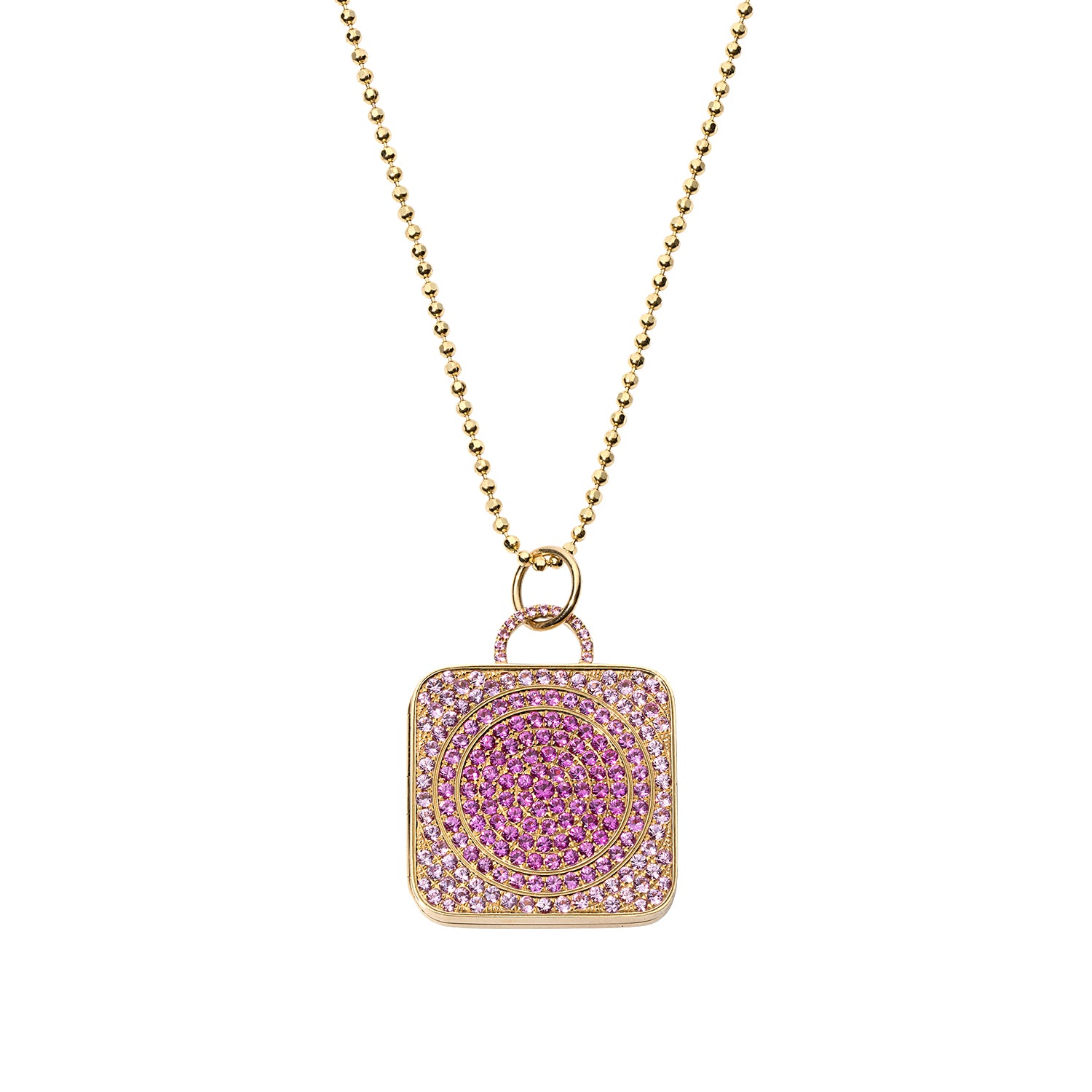 pink sapphire square locket in 18k gold