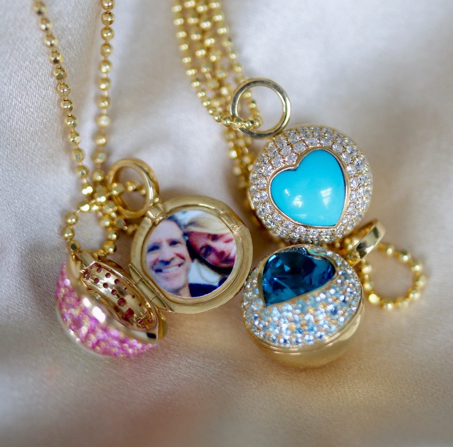 Opal 'Peekaboo' Heart Locket Necklace